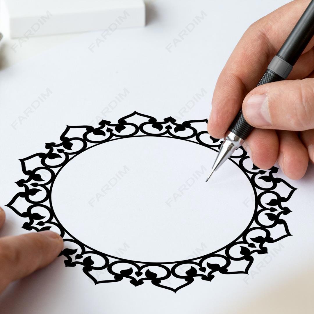 وکتور کادر دایره ای شمسه کد A132410